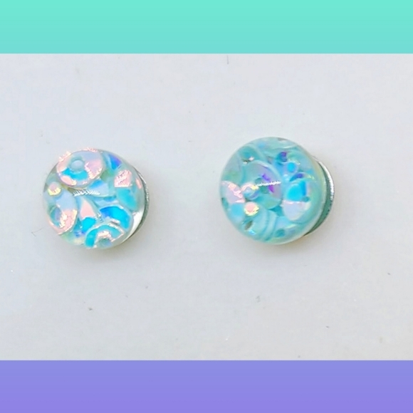 3d Holographic Bubbles Earrings - Picture 2 of 2